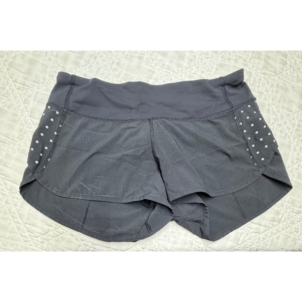 Lululemon Speed Up Shorts Womens 4 Black Polka Dot Lined Running Low Rise